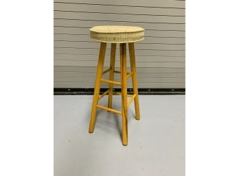Vintage Bar Stool With Fabric Seat