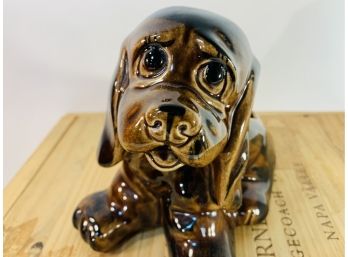 Vintage Basset Hound Dog Ceramic Planter