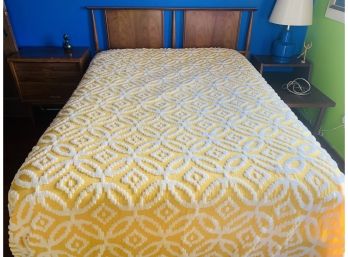 Vintage Yellow Chenille Queen Bedspread.