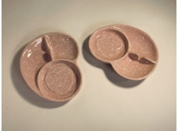 Pair Of Mid Century Modern Shawnee Pink Ceramic Ashtrays