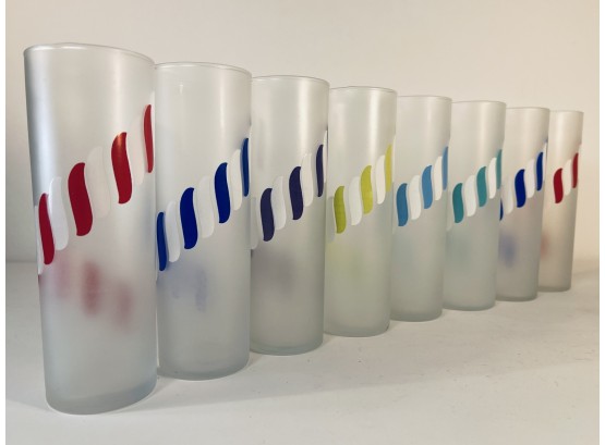 Set Of 8 Mid Century Modern Tall Frosted Mai Tai Cocktail Glasses