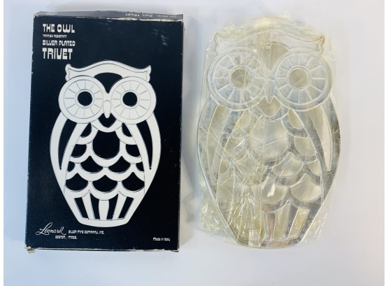 Vintage Silver Plated Owl Trivet New In Box (Boston, MA)