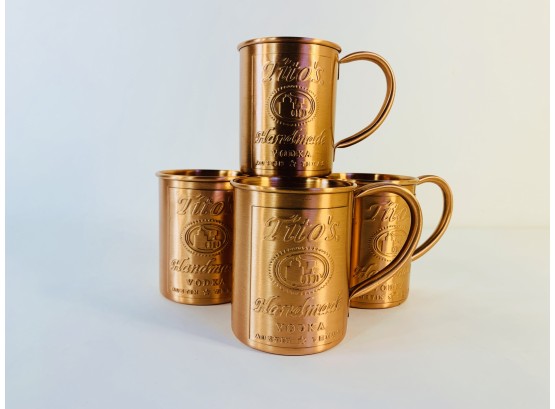 Set Of 4 New Tito's Copper Mugs