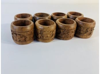 Set Of 8 Wood Napkin Rings
