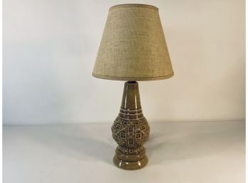 Mid Century Petite Ceramic Lamp With Shade