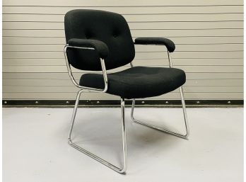 Vintage Chrome/black Fabric Accent Chair