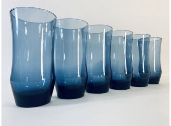 Tall Blue 1990s Drinking Glasses