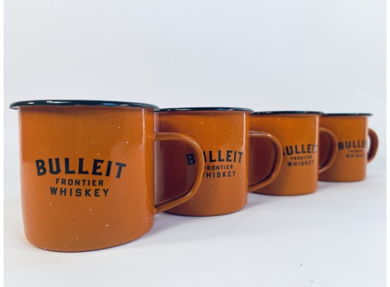 New Orange Enameled Camping Coffee Mugs Set Of 4