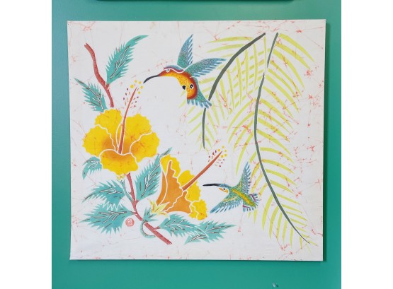 LARGE 32' X 35' Hummingbird Tropical Stretch Fabric Wall Hanging