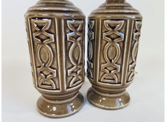 1960s Ceramic Pair Of Petite Lamps