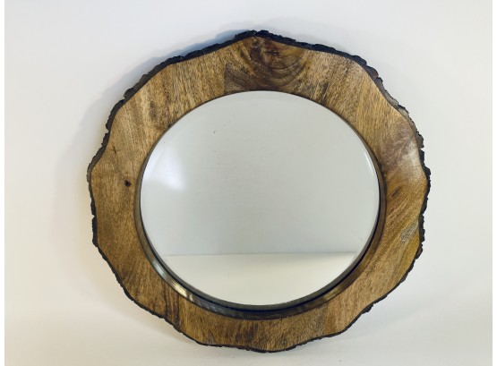 Contemporary Live Edge Round Wood Mirror