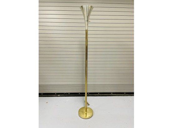 Tall Chrome & Brass Torchiere Floor Lamp