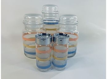 Vintage Striped Glass Canisters