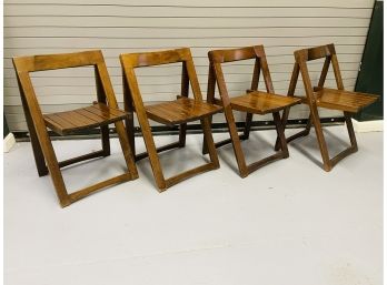 1960s Wood Slat Folding Chairs By Aldo Jacober (Marked Romania)