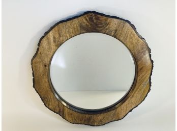 Contemporary Live Edge Round Wood Mirror