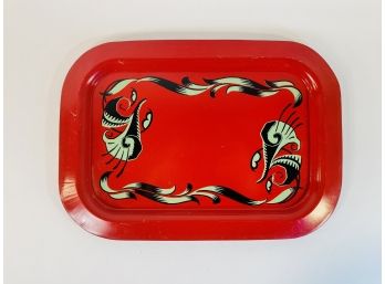 Vintage Art Deco Red Cocktail Tray