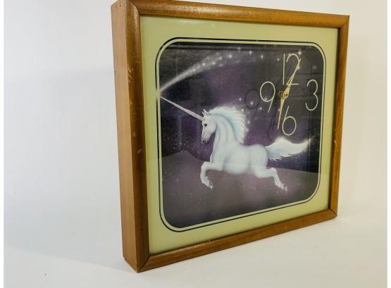Vintage 1980s Unicorn Shadow Box Wall Clock