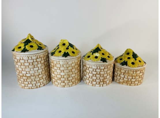 Vintage Ceramic Sunflower Canisters