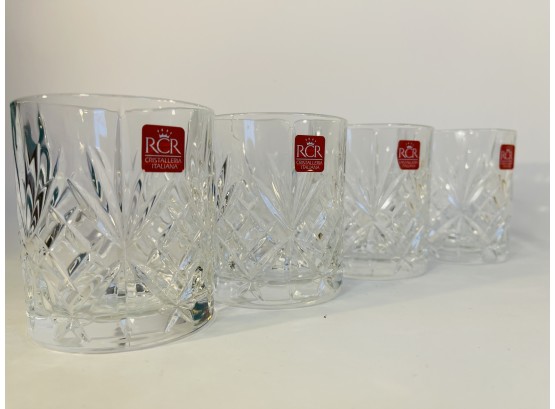 NEW RCR Crystal Cut Double Old Fashioned Glasses (Italy)