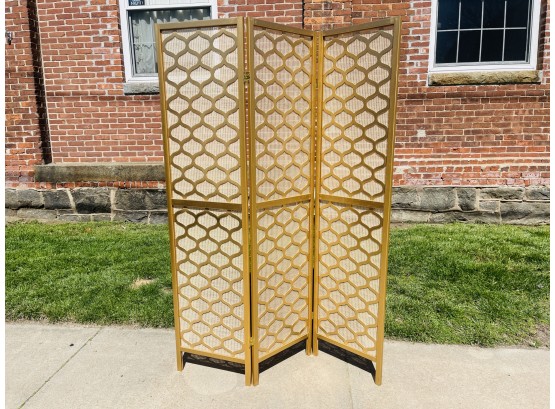 Mid Century Modern Gold Privacy Screen Or Room Divider