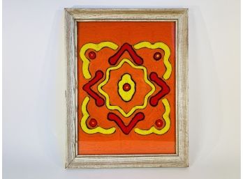 1970s Psychedelic Groovy Needlework Framed Wall Art