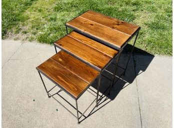 Gorgeous Wood And Metal Nesting Tables (Set Of 3)