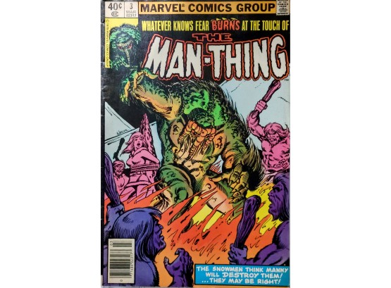 Man Thing V2 #3 1980 Marvel  Comic Cave Man And Gal Cover