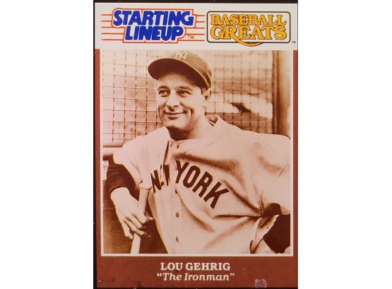 1989 Kenner Starting Lineup Greats Lou Gehrig 'The Ironman' Card - NY Yankees