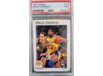 1991-92 NBA Hoops Magic Johnson #101 HOF PSA 9 MINT