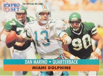 1991 NFL Pro Set Dan Marino Quarterback Football Card #210 Miami Dolphins MINT!