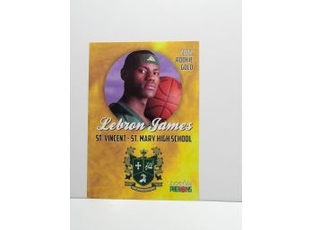 2002 Rookie Phenoms Rookie Gold LeBron James St. Vincent St. Mary Card