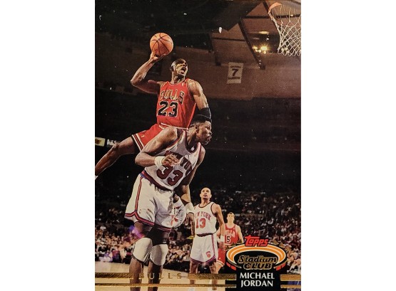 1992-93 Topps Stadium Club #1 Michael Jordan Bulls Dunk On Patrick Ewing