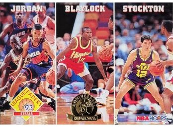 1993-94 Hoops #289 5th Anniversary League Leaders -Jordan,Blaylock,Stockton