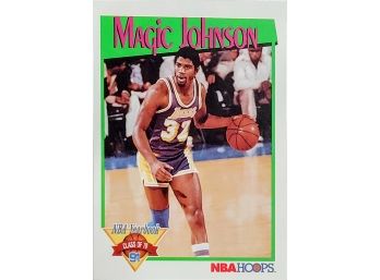 MAGIC JOHNSON A LOOK BACK 1991-92 NBA Hoops Basketball # 321 Lakers HOF NM - MT