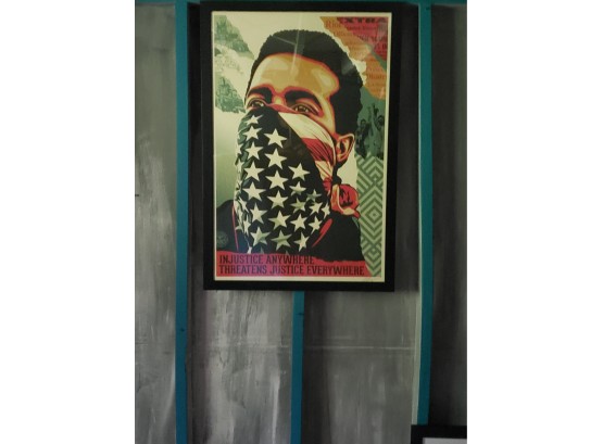 American Rage Signed Shepard Fairey Offset Lithograph On Cream Speckle Tone Paper Original Photo By Ted Soqui