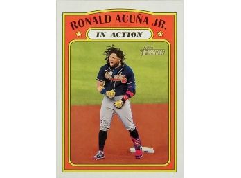 2021 Topps Heritage #300 Ronald Acuna Jr. In Action Atlanta Braves MLB Baseball