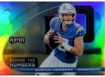 2021 PANINI PLAYOFF BEHIND THE NUMBERS SILVER #26 JUSTIN HERBERT LA CHARGERS FOOTBALL NFL