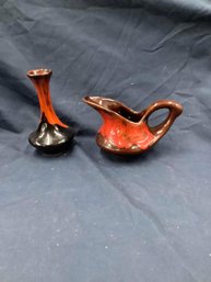 Small Red And Black/Dark Brown Pottery