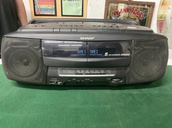 Sharp WQ-CH400 - Boombox - AM/FM/CDDual Cassette Tape Player - 5 CD Changer