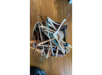 Big Box Full Of Wooden And Plastic Hangers