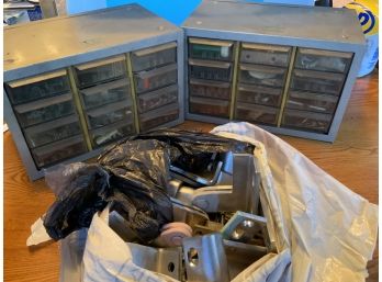 Lot Of Hardware - Includes Metal Akro-Mils A-M Cabinets