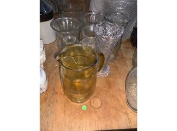 Amber Colored Glass Pitcher Lot