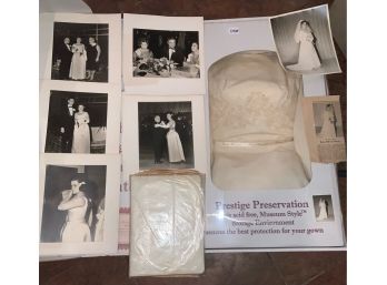 White Wedding Dress Box With Found Photographs Of Grandmother/Granddaughter Married Years Apart