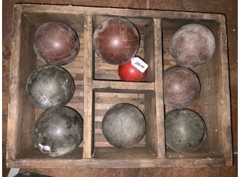 Bocce Balls In Wooden Crate