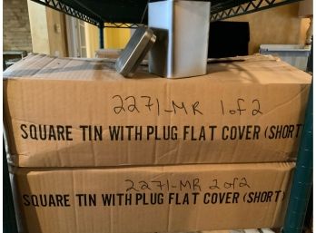 Two Boxes (48 Total) Square Tin With Plug Flat Cover (short)