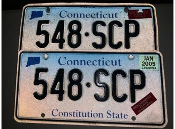 Pair Of Connecticut License Plates - 548-SCP