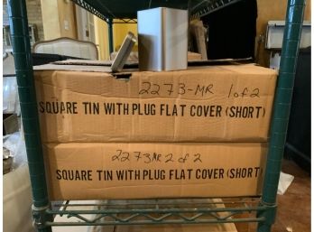 Two Boxes (48 Total) Square Tin With Plug Flat Cover (Short)