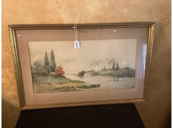 H. Tryscot Framed Watercolor Painting