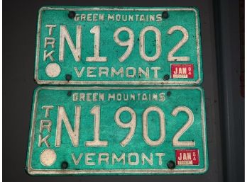 Pair Of Vermont License Plates - N1902