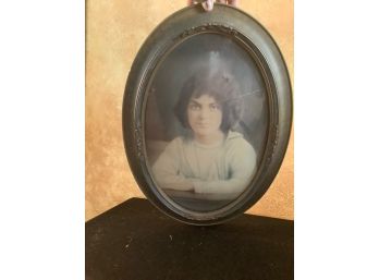 Oval Rounded Glass Framed Vintage Found Photo